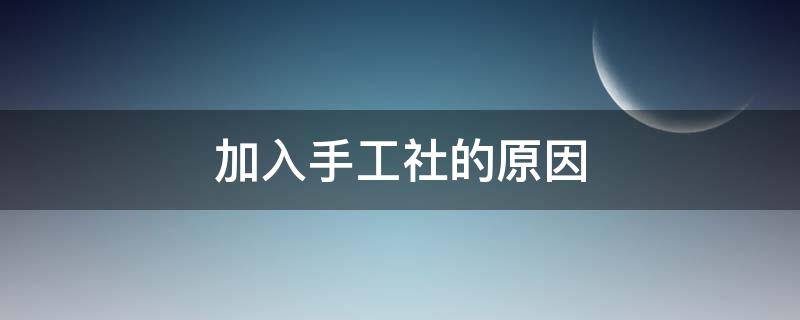 加入手工社的原因