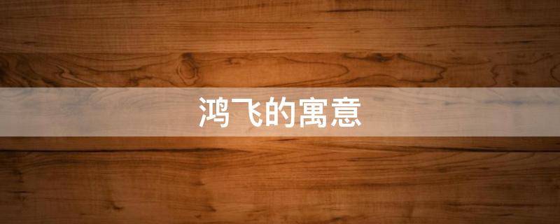 鸿飞的寓意