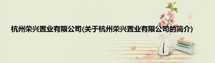 杭州荣兴置业有限公司(关于杭州荣兴置业有限公司的简介)
