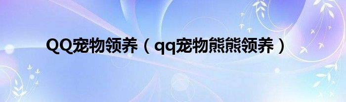 QQ宠物领养（qq宠物熊熊领养）