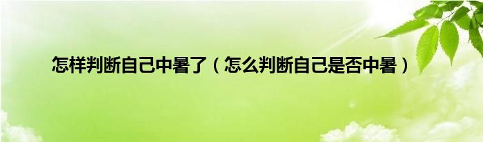 怎样判断自己中暑了（怎么判断自己是否中暑）