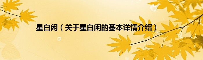 星白闲（关于星白闲的基本详情介绍）