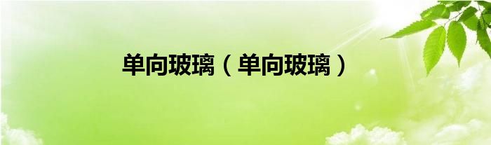 单向玻璃（单向玻璃）
