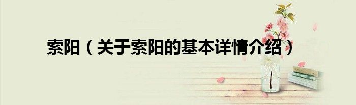 索阳（关于索阳的基本详情介绍）