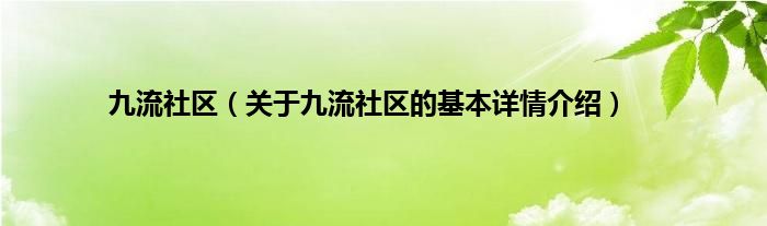 九流社区（关于九流社区的基本详情介绍）