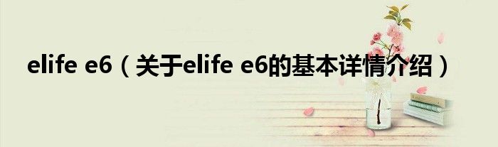 elife e6（关于elife e6的基本详情介绍）