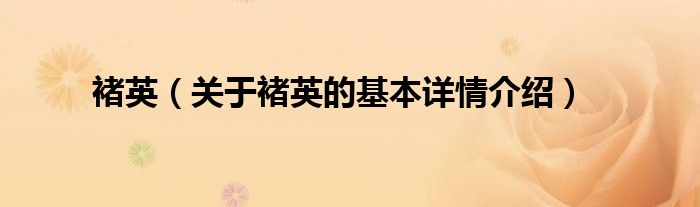 褚英（关于褚英的基本详情介绍）