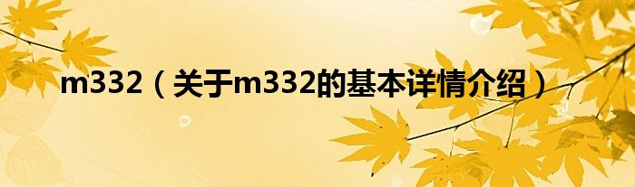m332(关于m332的基本详情介绍)