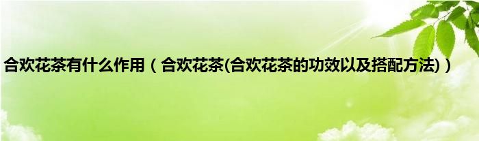 合欢花茶有什么作用（合欢花茶(合欢花茶的功效以及搭配方法)）