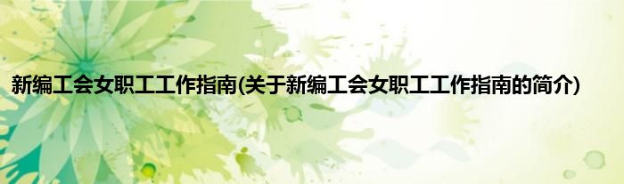 新编工会女职工工作指南(关于新编工会女职工工作指南的简介)