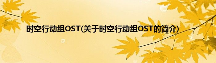 时空行动组OST(关于时空行动组OST的简介)