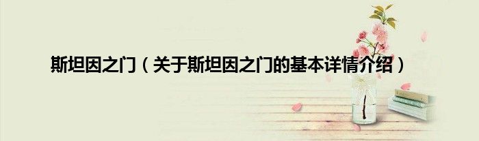 斯坦因之门（关于斯坦因之门的基本详情介绍）