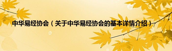 中华易经协会（关于中华易经协会的基本详情介绍）