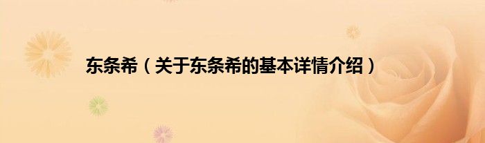 东条希(关于东条希的基本详情介绍)