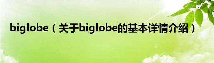 biglobe(关于biglobe的基本详情介绍)