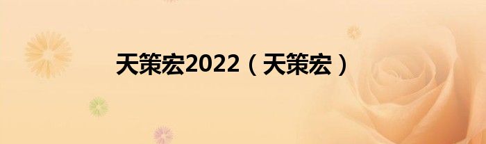 天策宏2022(天策宏)