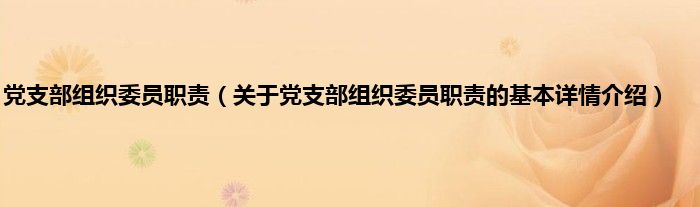 党支部组织委员职责（关于党支部组织委员职责的基本详情介绍）