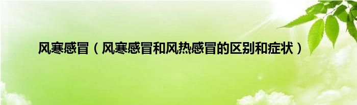 风寒感冒（风寒感冒和风热感冒的区别和症状）
