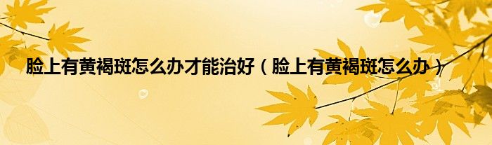 脸上有黄褐斑怎么办才能治好（脸上有黄褐斑怎么办）