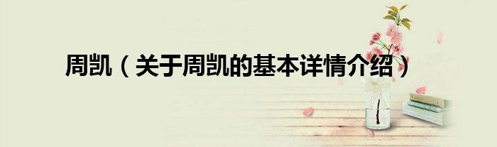 周凯(关于周凯的基本详情介绍)