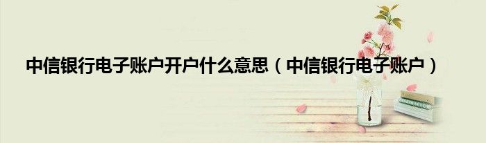 中信银行电子账户开户什么意思（中信银行电子账户）