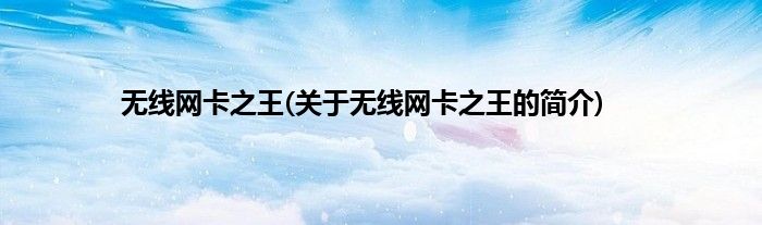 无线网卡之王(关于无线网卡之王的简介)