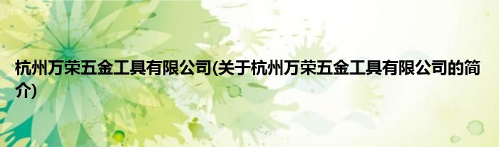杭州万荣五金工具有限公司(关于杭州万荣五金工具有限公司的简介)