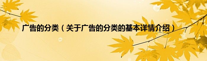 广告的分类（关于广告的分类的基本详情介绍）
