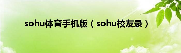 sohu体育手机版（sohu校友录）
