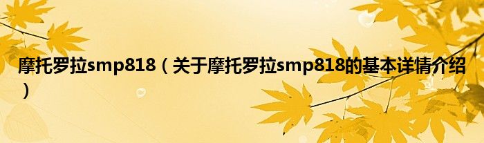 摩托罗拉smp818（关于摩托罗拉smp818的基本详情介绍）