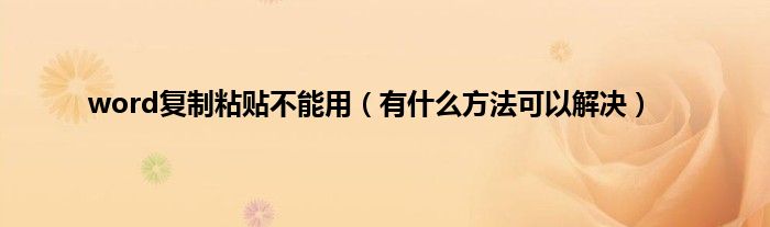 word复制粘贴不能用（有什么方法可以解决）