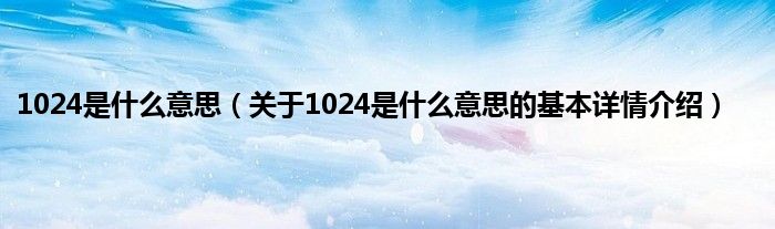 1024是什么意思（关于1024是什么意思的基本详情介绍）