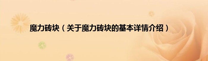 魔力砖块（关于魔力砖块的基本详情介绍）