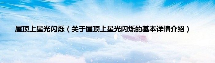 屋顶上星光闪烁（关于屋顶上星光闪烁的基本详情介绍）