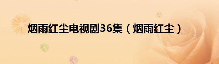 烟雨红尘电视剧36集（烟雨红尘）