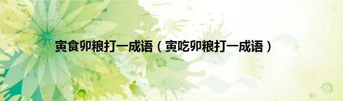 寅食卯粮打一成语（寅吃卯粮打一成语）