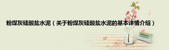 粉煤灰硅酸盐水泥（关于粉煤灰硅酸盐水泥的基本详情介绍）