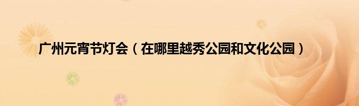 广州元宵节灯会（在哪里越秀公园和文化公园）