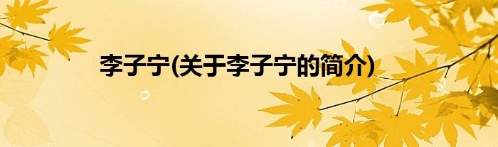 李子宁(关于李子宁的简介)