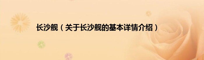 长沙舰（关于长沙舰的基本详情介绍）