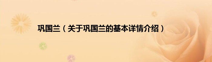 巩国兰（关于巩国兰的基本详情介绍）